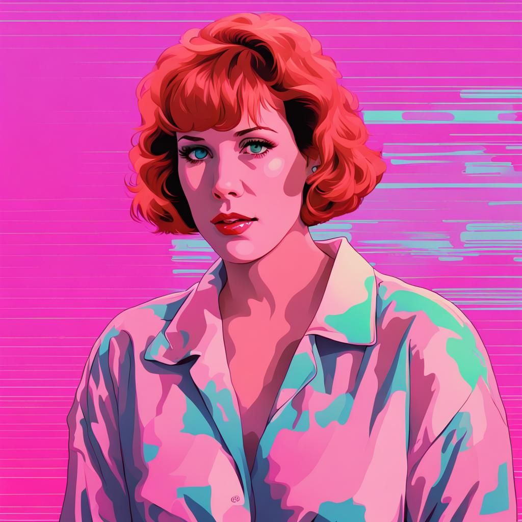 Vaporwave Portrait with Dreamlike Qualities