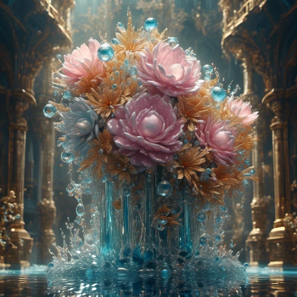 Water Droplet Flowers: A Liquid Diadem in 3D