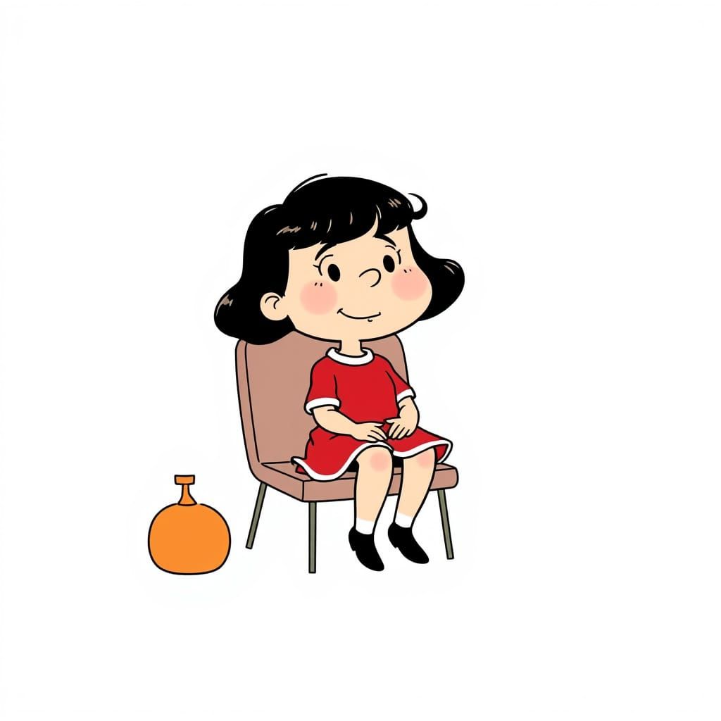 Caricature of a Young Girl in a Simple, Expressive Style