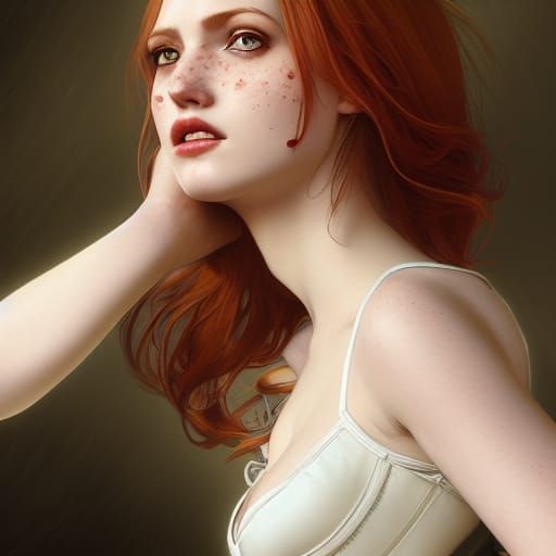 Ginger E-Girl Portrait in Hyperdetailed Digital Art