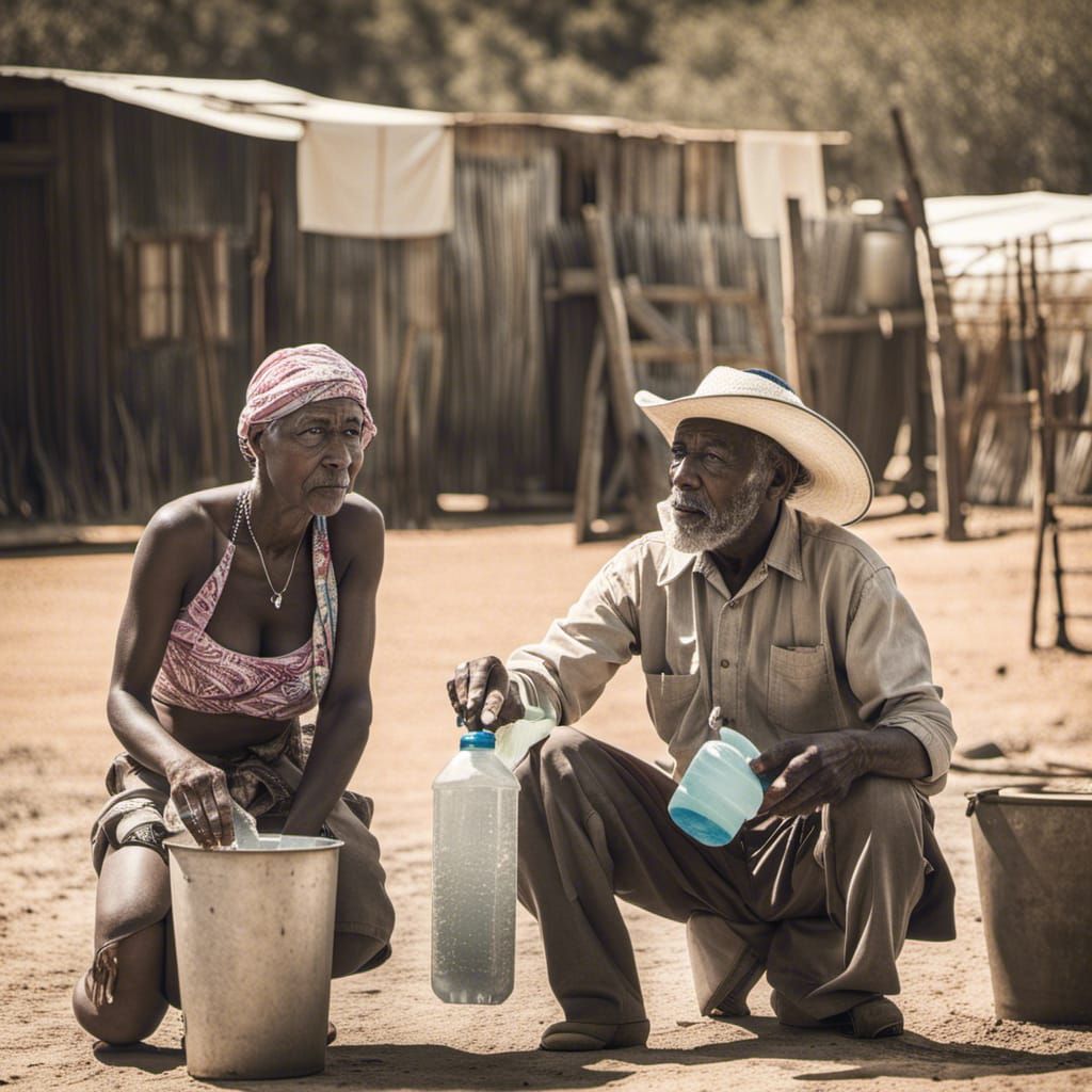 Ranch Life: Elderly Couple Working on a Hot Day