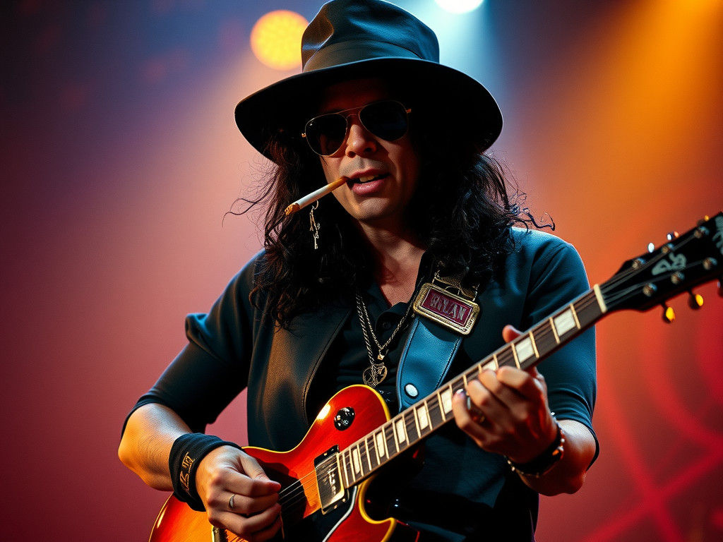 Slash as Pilgrim in Concert: Dynamic Stage Portrait