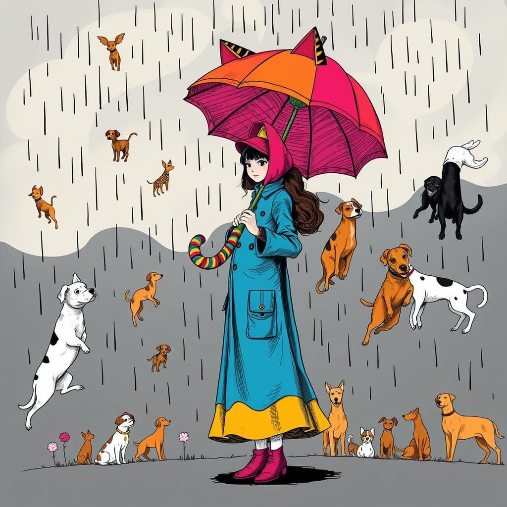 Whimsical Woman Defies Gravity with Oversized Umbrella in Su...