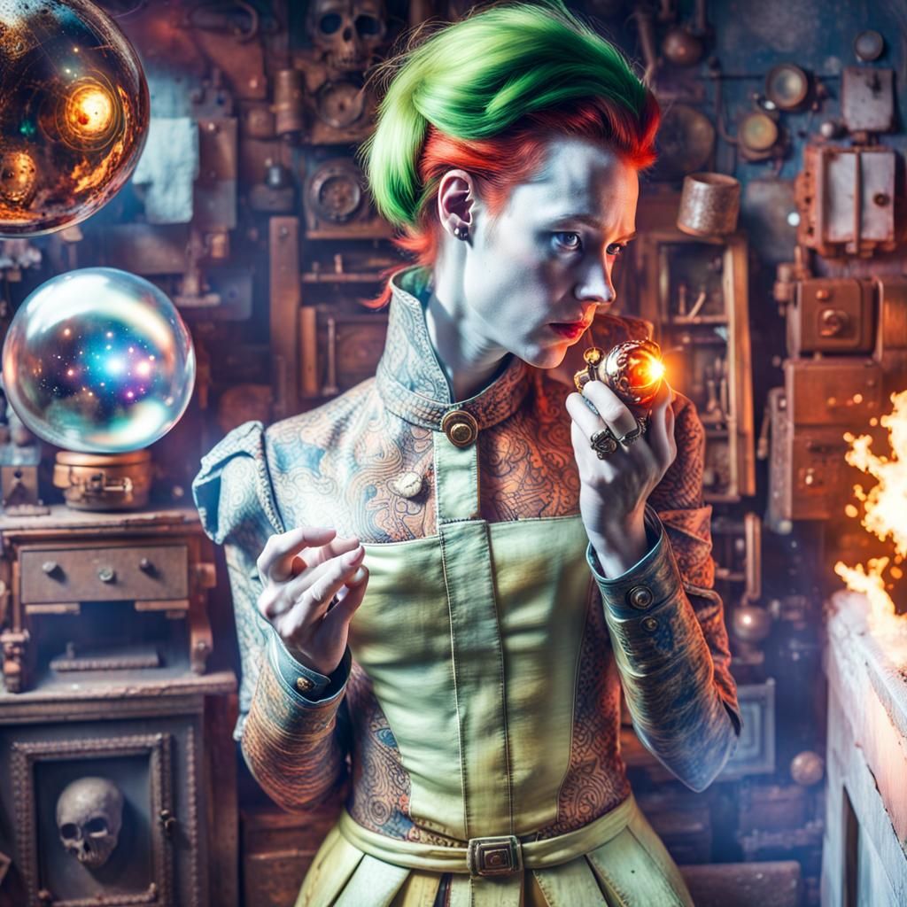 Red-Haired Stalker in Toxic Zone with Golden Sphere