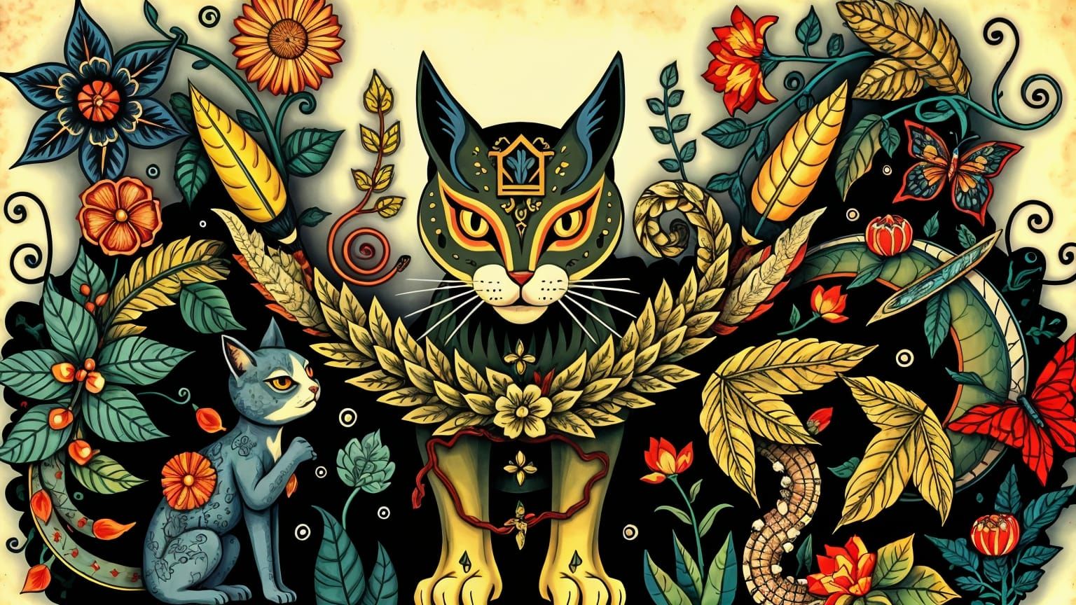 Psychedelic Medieval Cats Say Thank You
