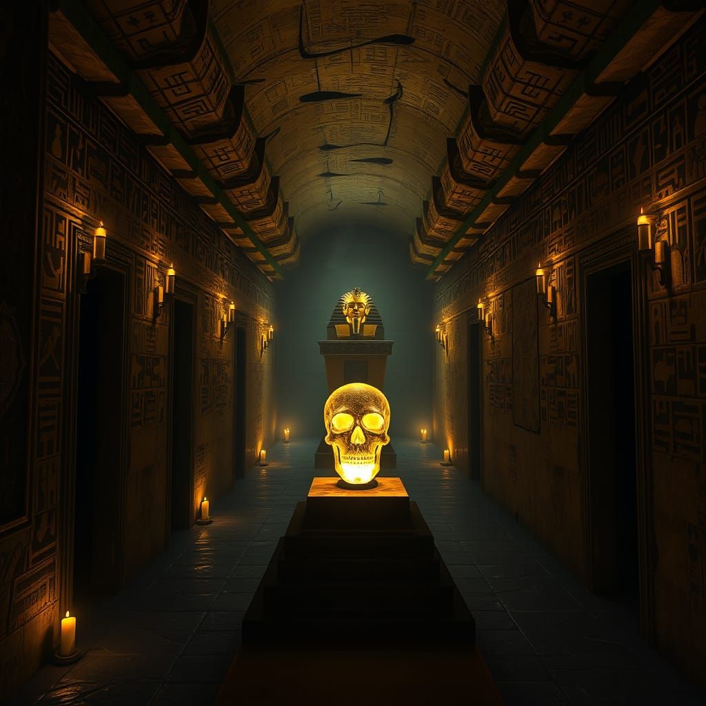 Ancient Egyptian Corridors in Mysterious, Glowing Light