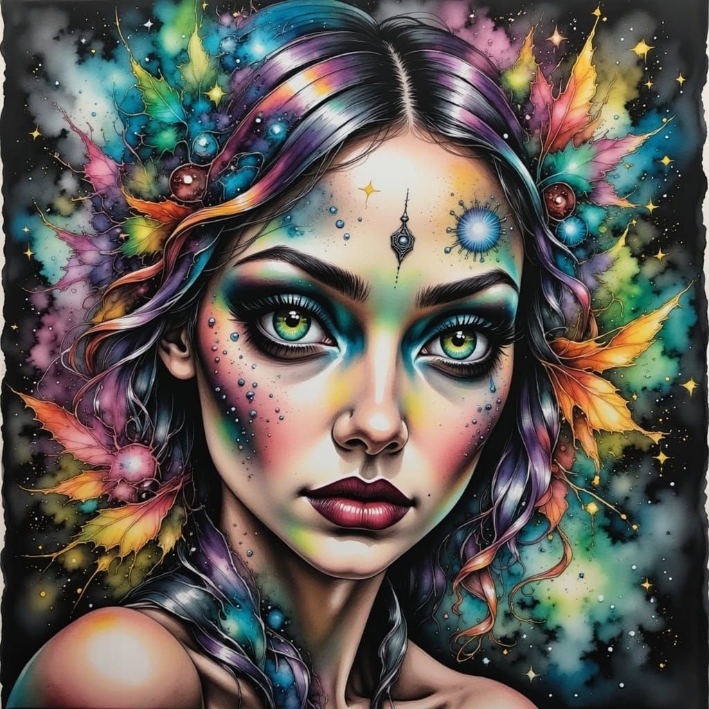 Abstract Dreamscape in Ashy Ink Style