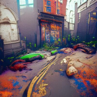 Vampire in Garden Street: Detailed Matte Painting