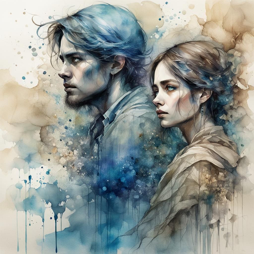 Love and Betrayal: Stylized Watercolor Illustration