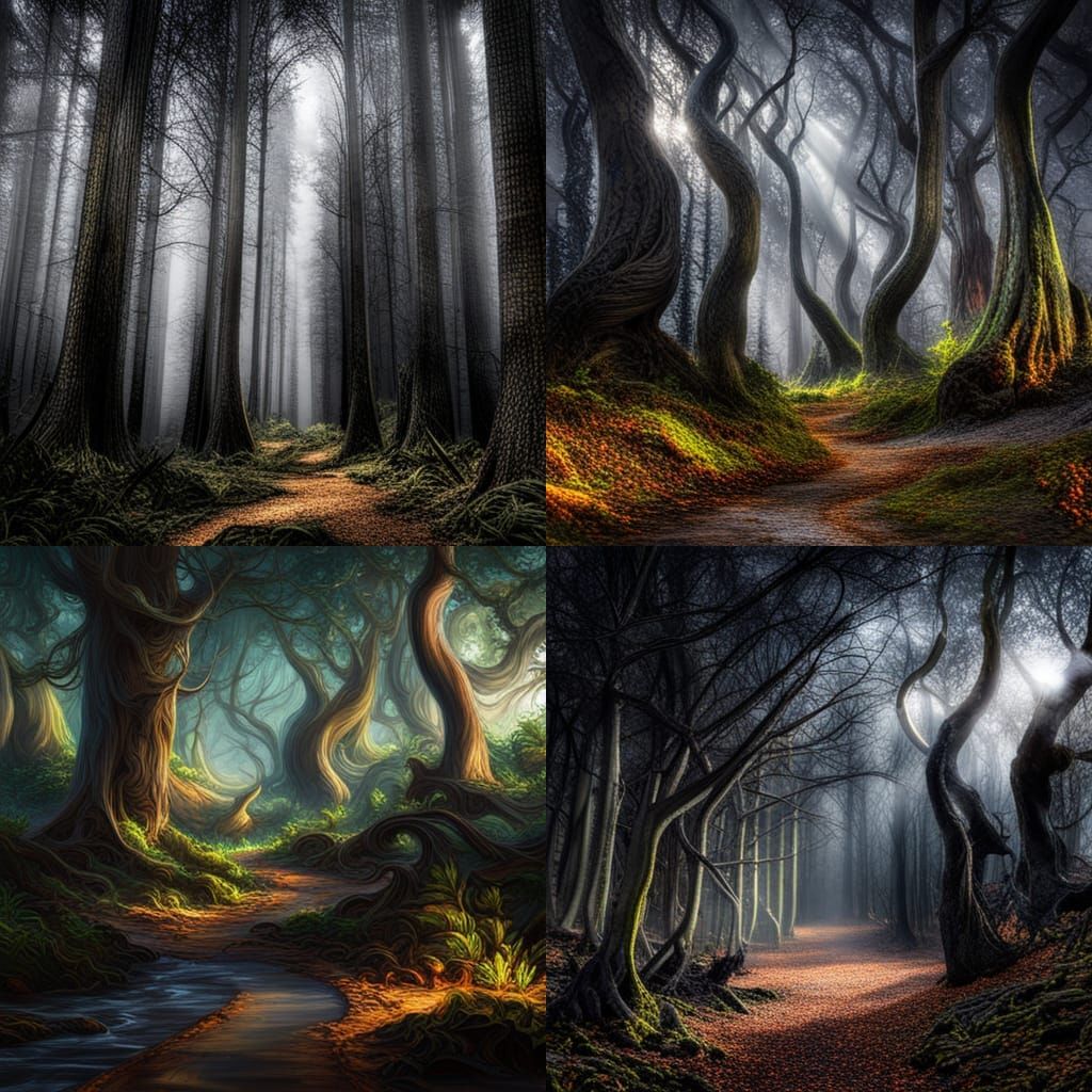 Detailed Spooky Forest in Hyperrealistic Style