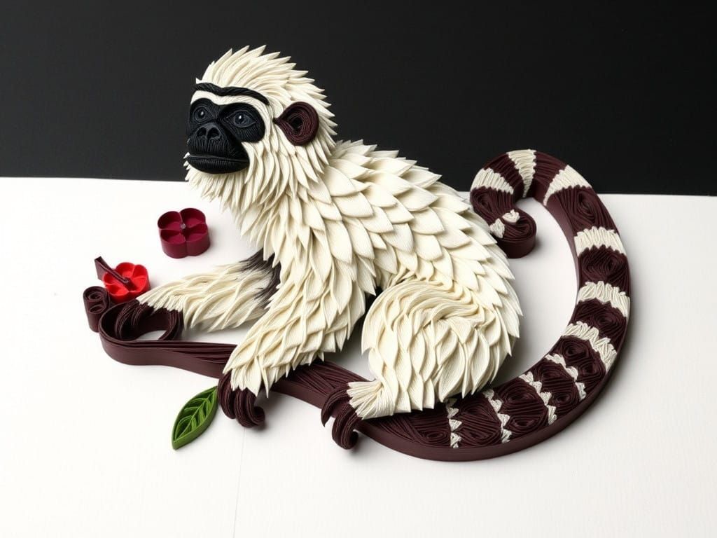 Vibrant Marmoset in Quilled Floral Delight