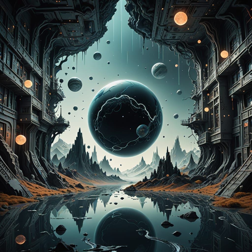 Surreal Art: Flat World Merges with Realistic 3D Space
