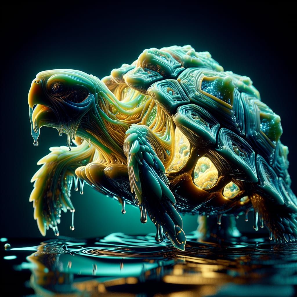 Luminescent Tortoise-Parrot Hybrid in Liquid Ambiance
