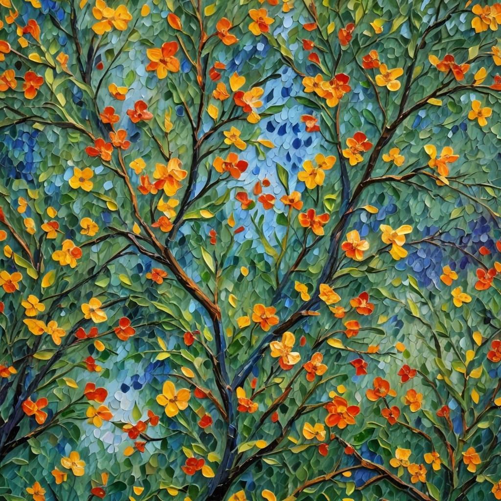 Abstract Expressionist Oil Painting in Impasto Style