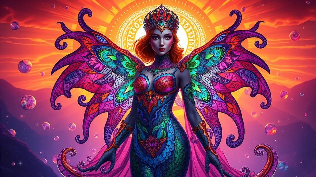 Mystical Skyrim Character in Art Nouveau Style