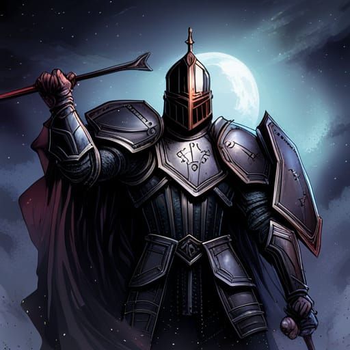 High Gothic Black Knight in Heavy Armor