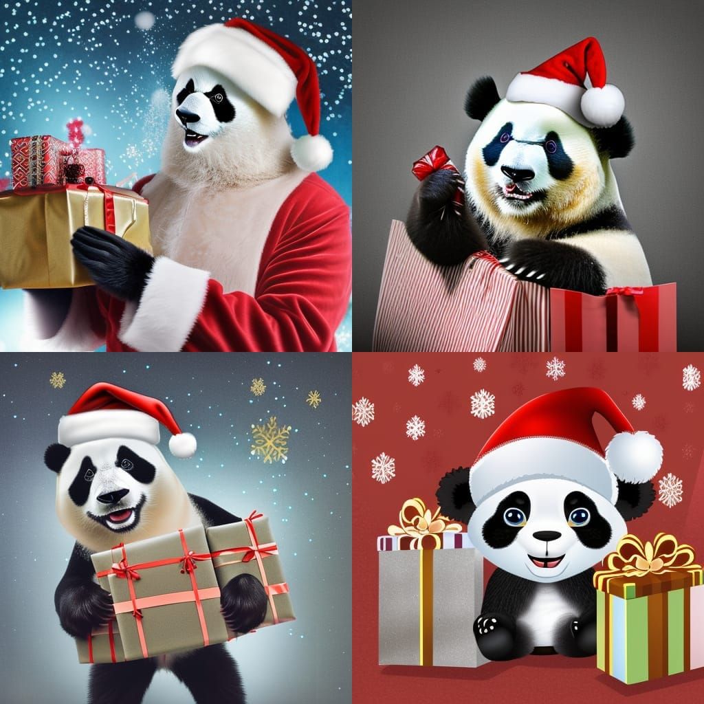 CUTE AND FUNNY PANDA HAS CHRISTMAS GIFTS FOR YOU