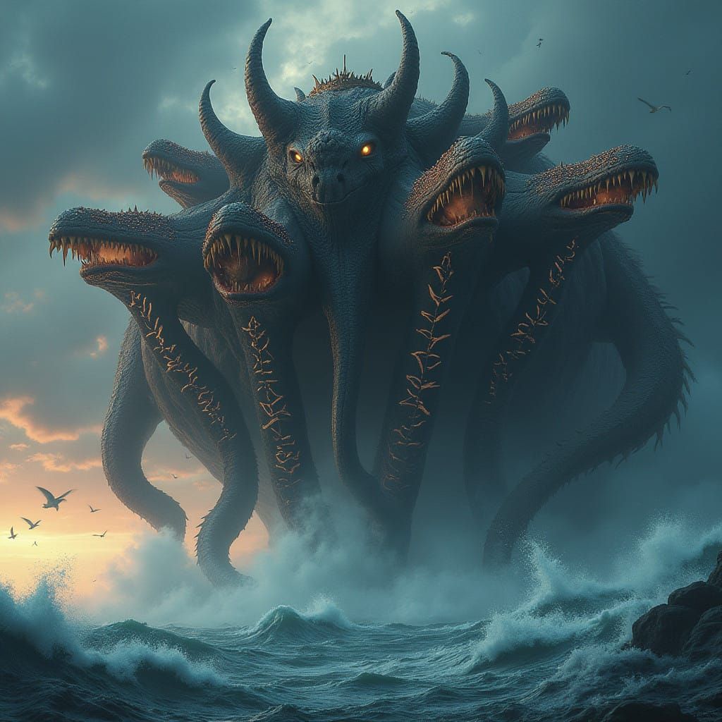 Majestic Sea Beast Rises from the Depths in a Fiery Apocalyp...