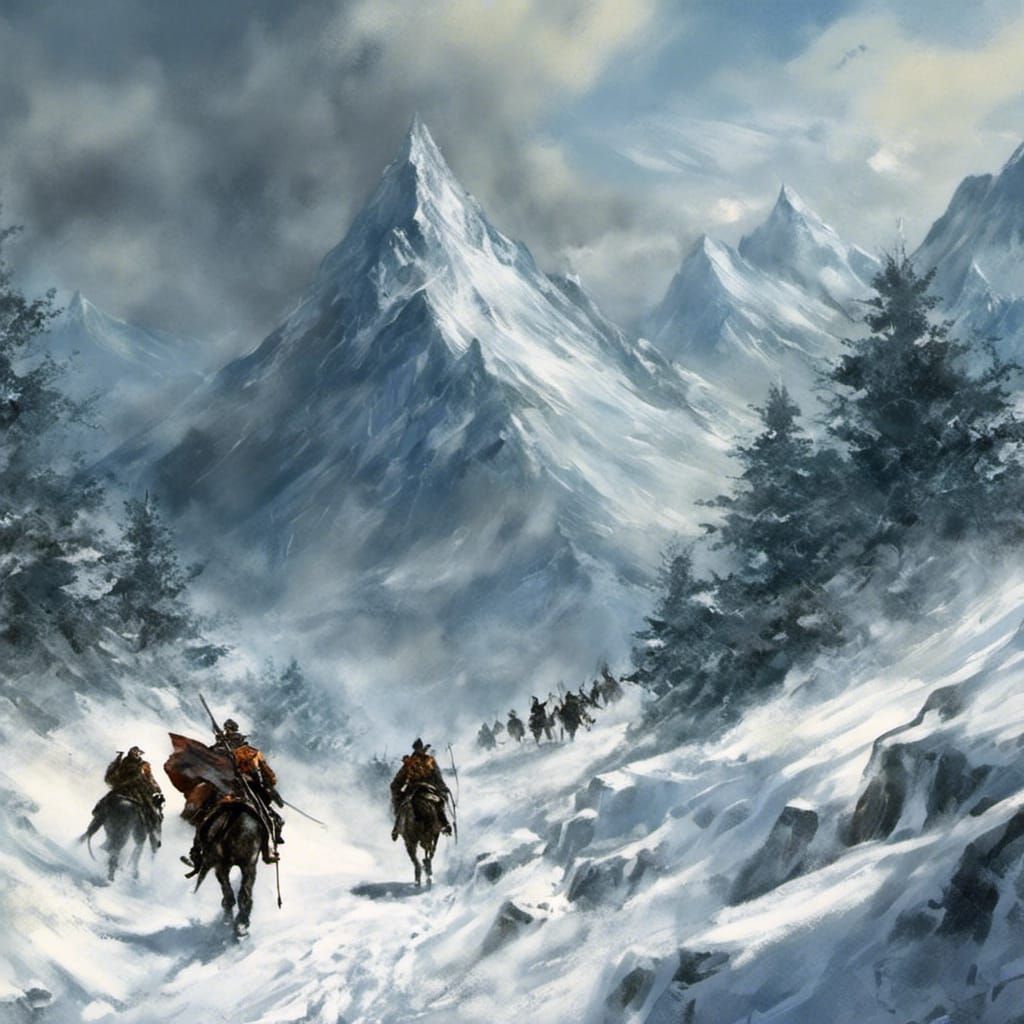Travelers Approach Lonely Mountain in Fantasy Art