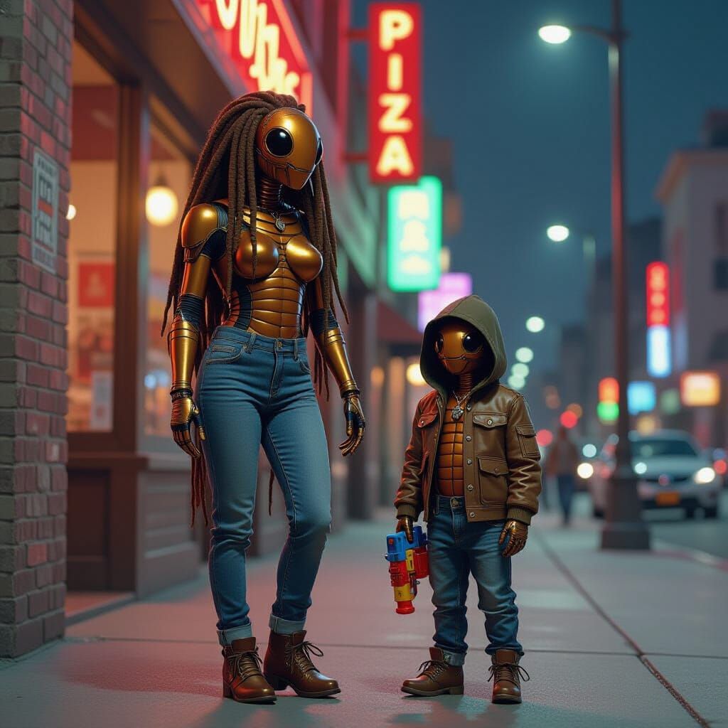 Humanoid Roach Family on Hollywood Blvd