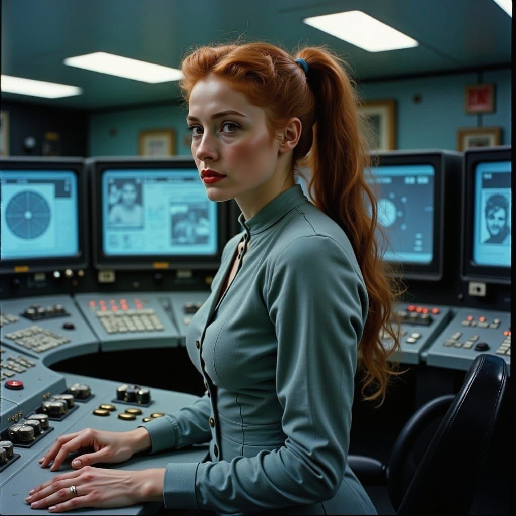 1960s Starship Captain Portrait in VHS Style