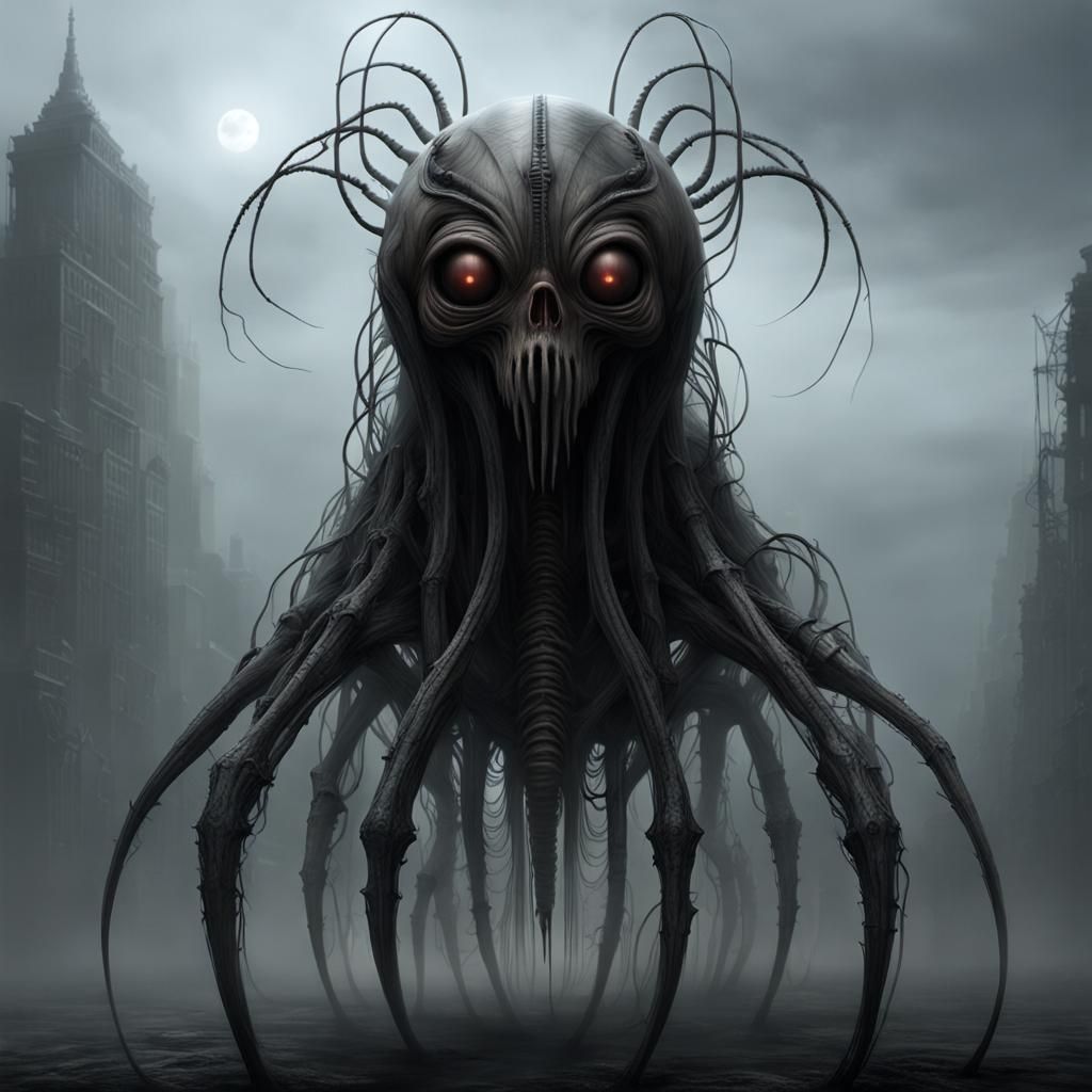 Ominous Creature in Post-Apocalyptic Setting