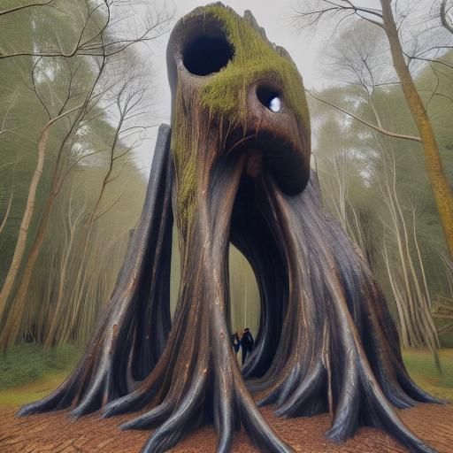 Screaming Potato Figure on Twisted Bridge