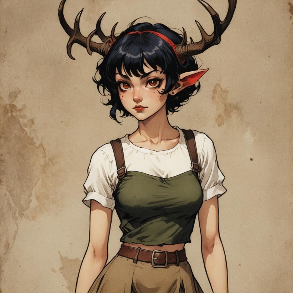 Fae Woman with Red Eyes in Manara Style