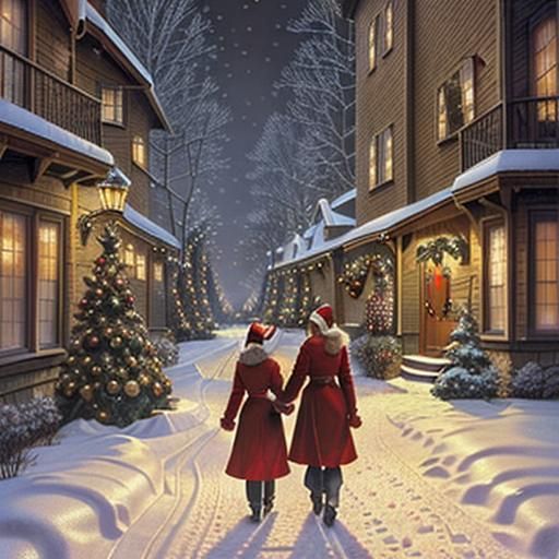 Festive Christmas Scene with Volumetric Lighting