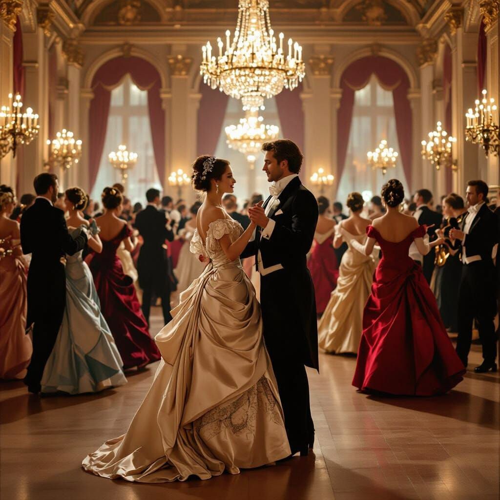 Victorian Grand Ball: Ladies and Gentlemen Waltzing