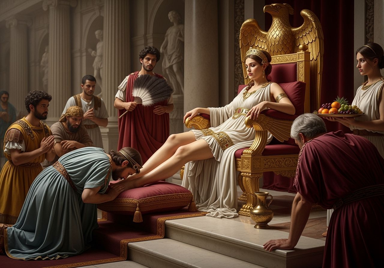 Roman Empress on Gold Eagle Throne in Baroque Style