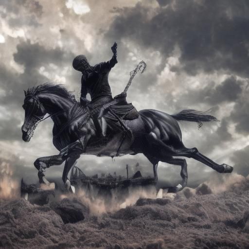 Shadow Rider on Black Horse: Dark Fantasy