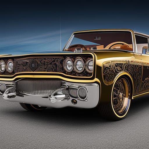 Steampunk Lowrider in Detailed City Nightscape