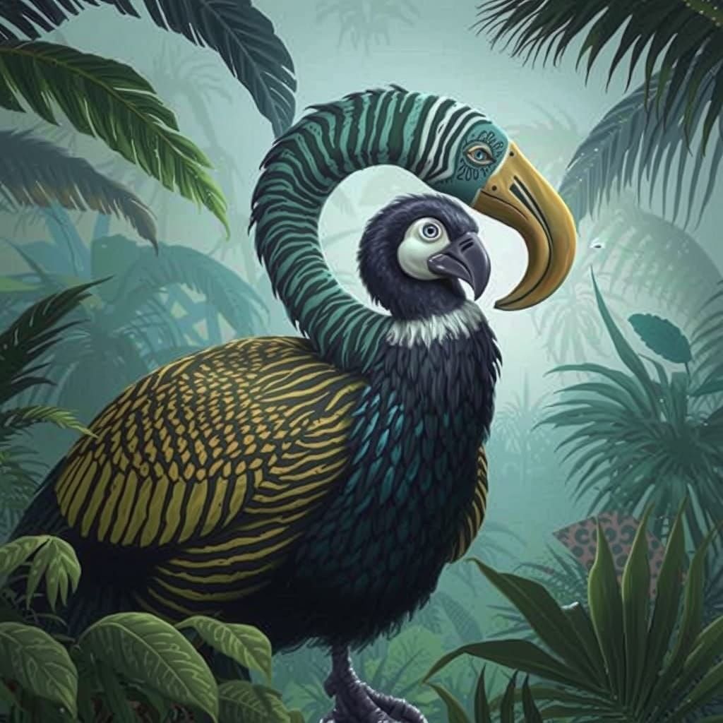 Surreal Dodo Bird in Striped Patterns, Captured in Professio...