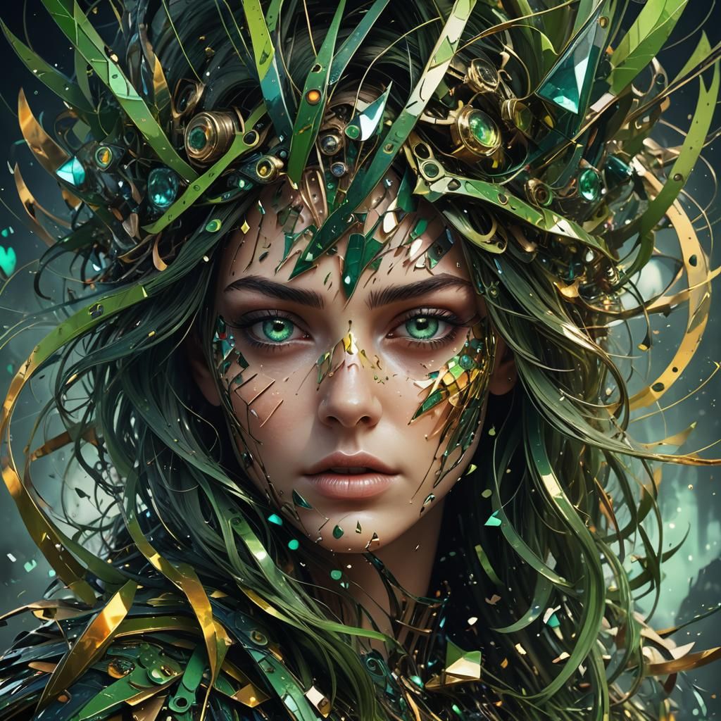 Abstract Face in Overlapping Transparent Shapes