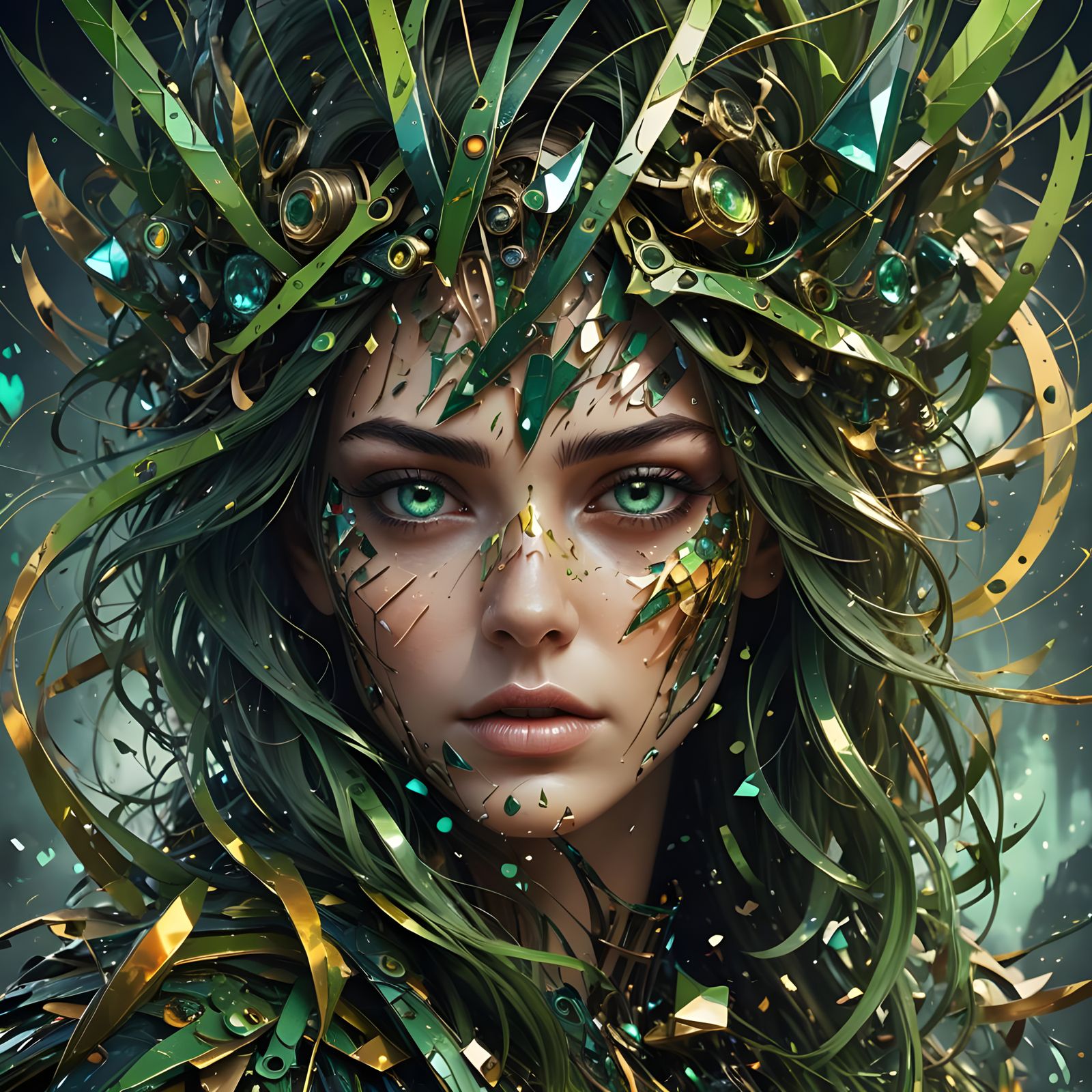 Abstract Face in Overlapping Transparent Shapes