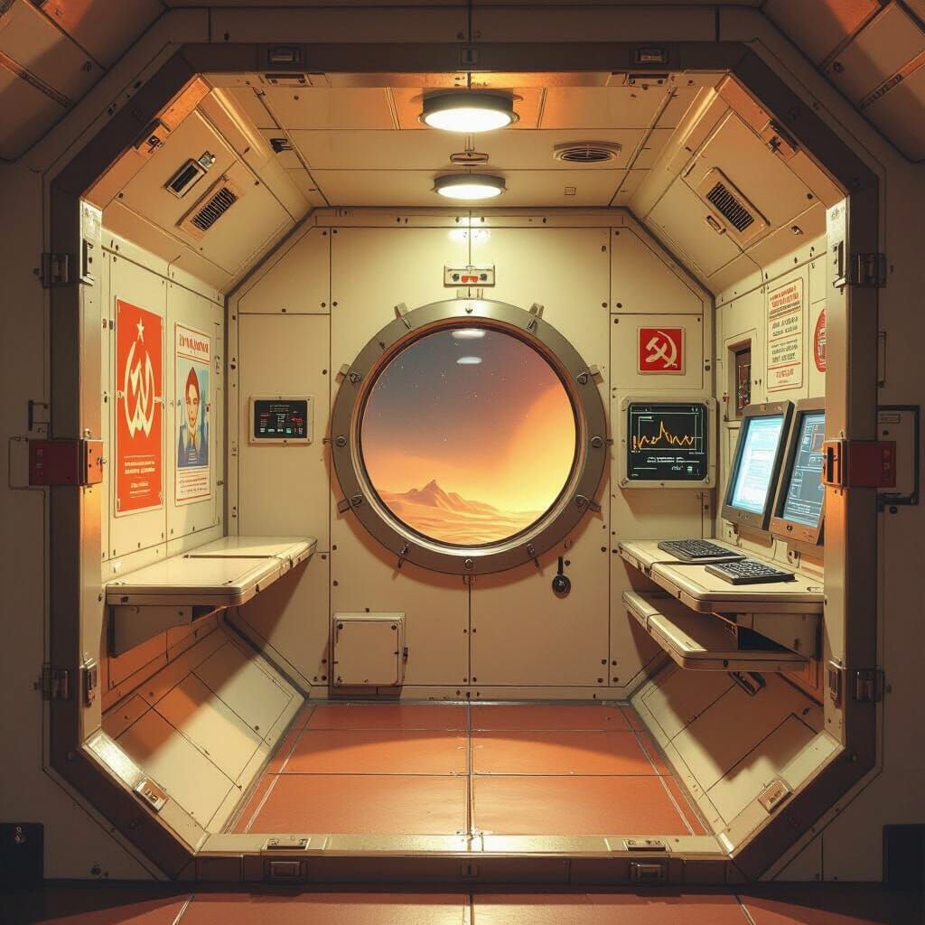Soviet Retro-Futurism Martian Module in Warm Light