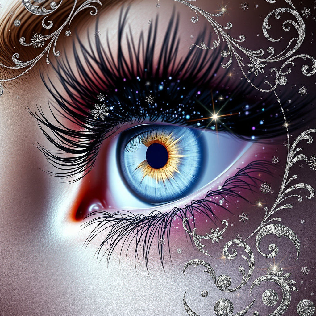 Surreal Eye with Silver and Gold Filigree