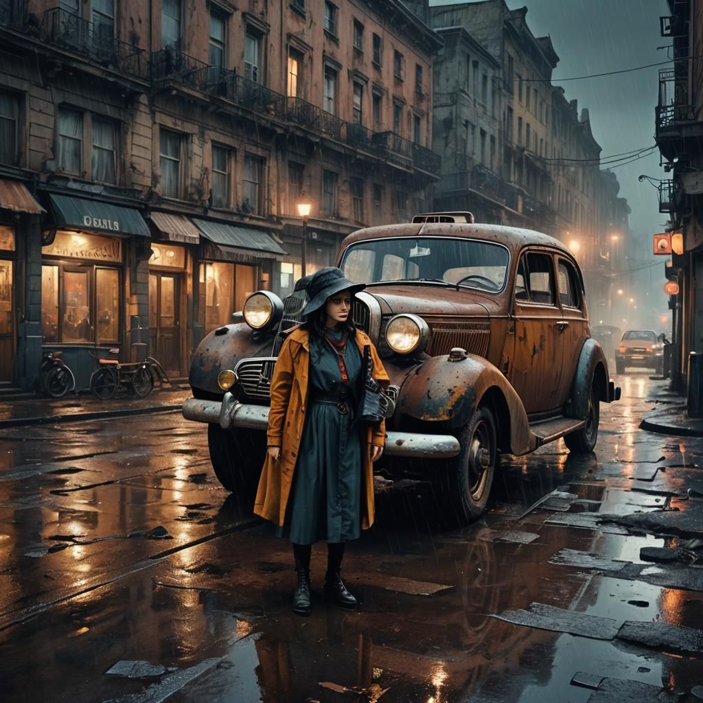 Rainy Night: Urban Fantasy in Digital Impressionism