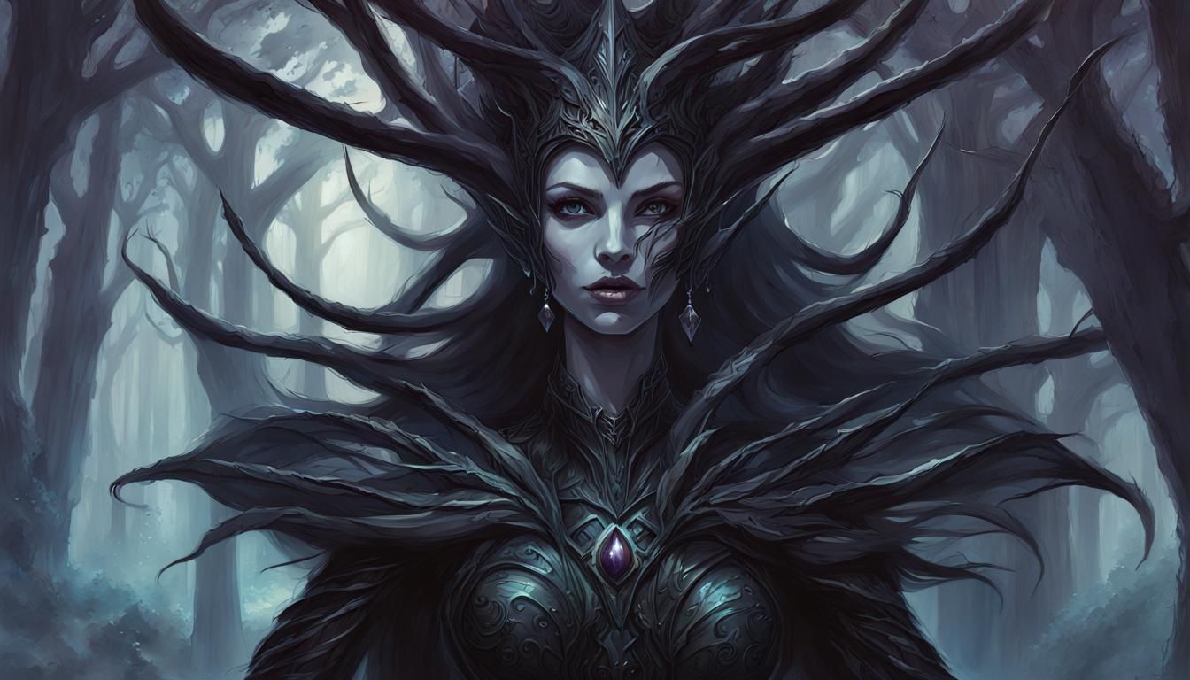 Dark Elf Queen Planeswalker in Forest