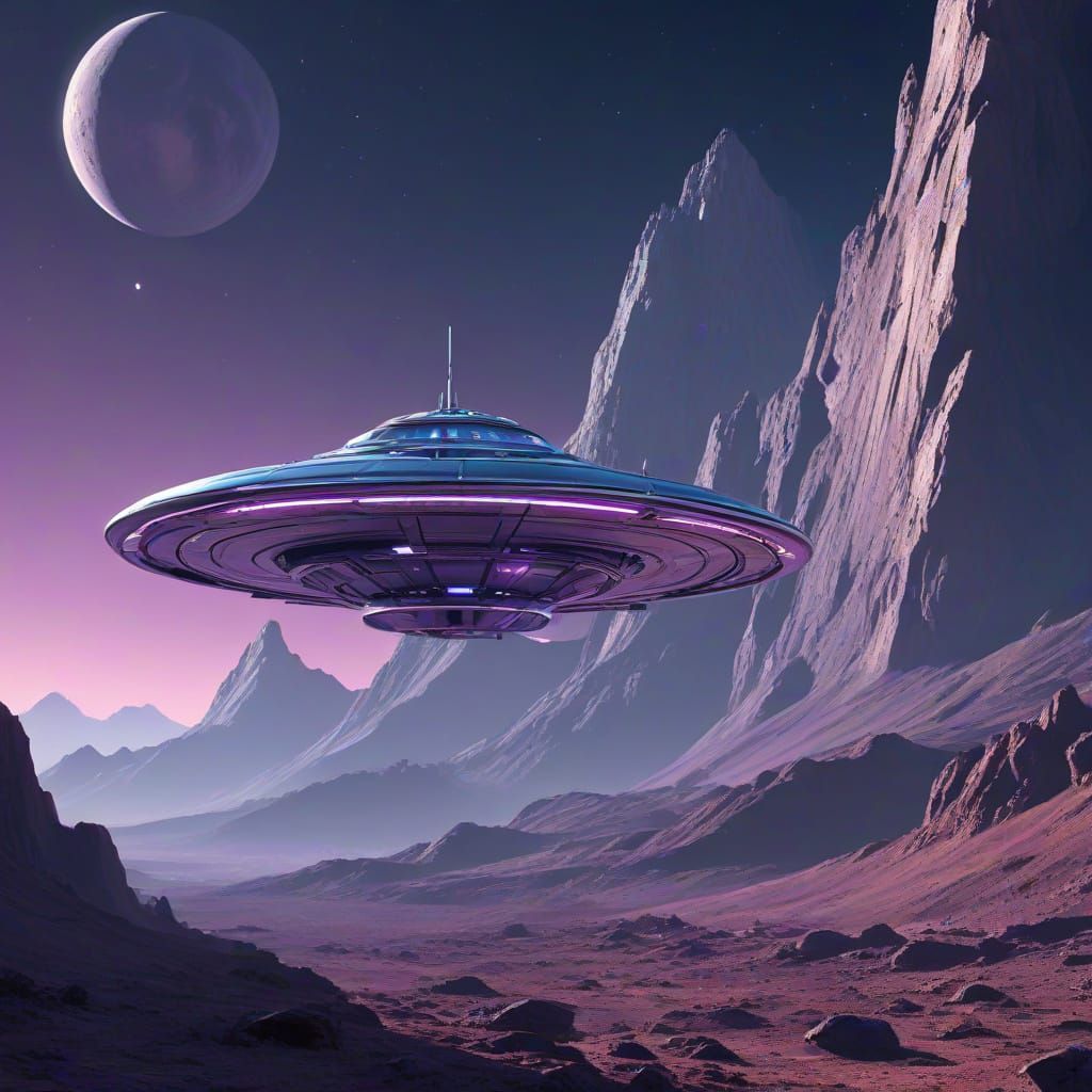 Retro-Futuristic UFO in Space