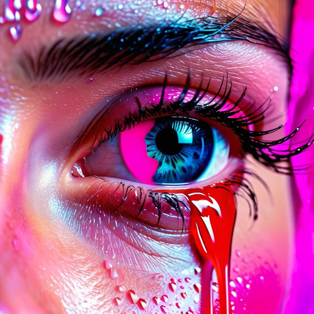 Broken Heart Oozing Tears in Hyperrealistic Style