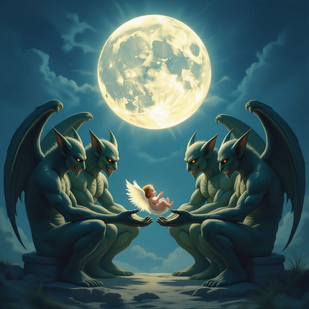 Gargoyle Circle Protects Angelic Baby