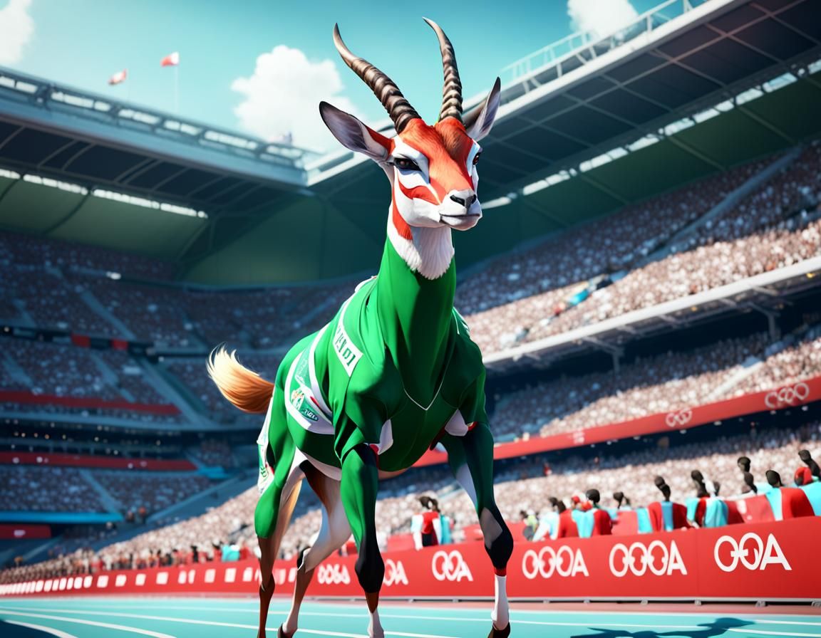 Gazelle Races at Olympics: 3D Anime Art