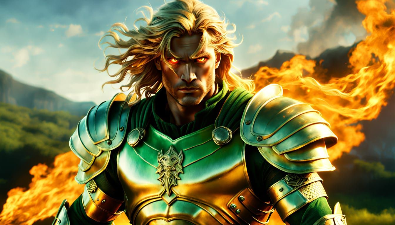 Majestic Golden Warrior Archangel Unleashes Divine Power