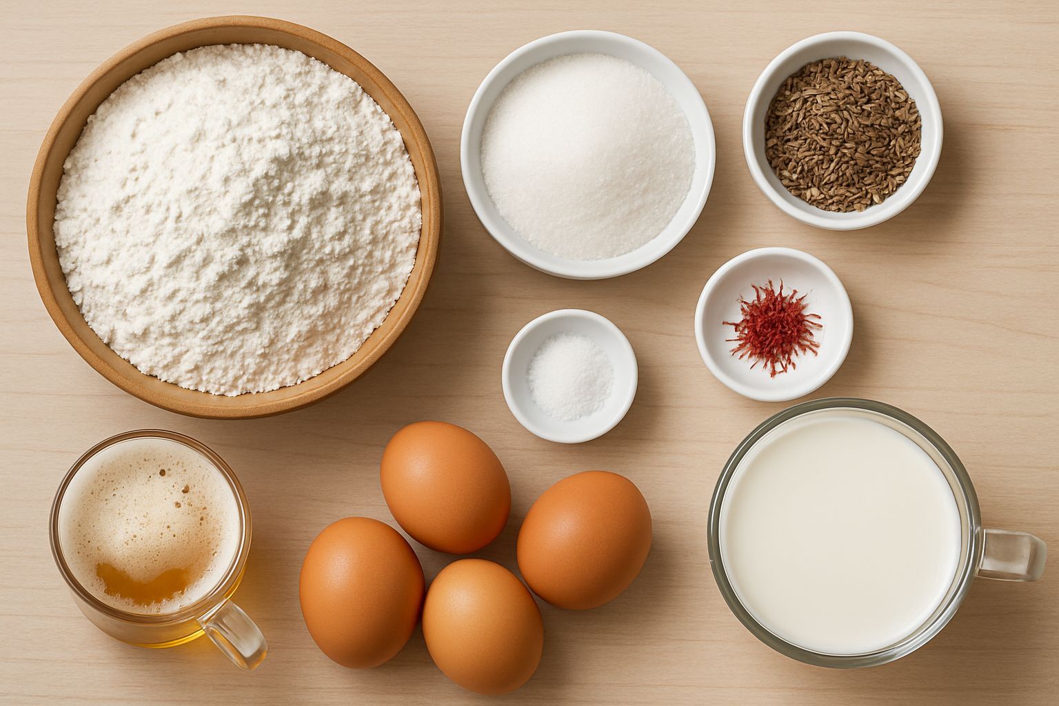 AI Art: Ingredients for Saffron Caraway Biscuits