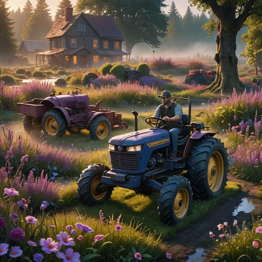 Magical Garden Mowing: Fantasy Concept Art
