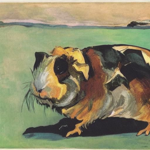 Surreal Guinea Pig in Expressionist Style