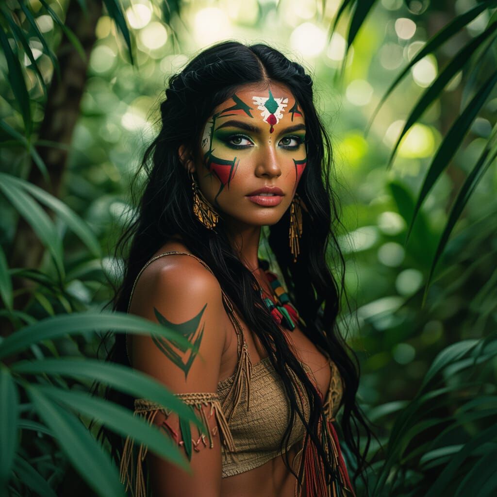 Tribal Woman in Jungle: Epic Portrait