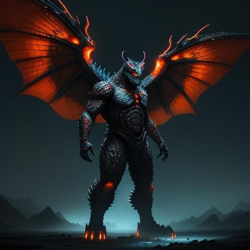 Behemoth Muto Hybrid on Barren Mars: Digital Art